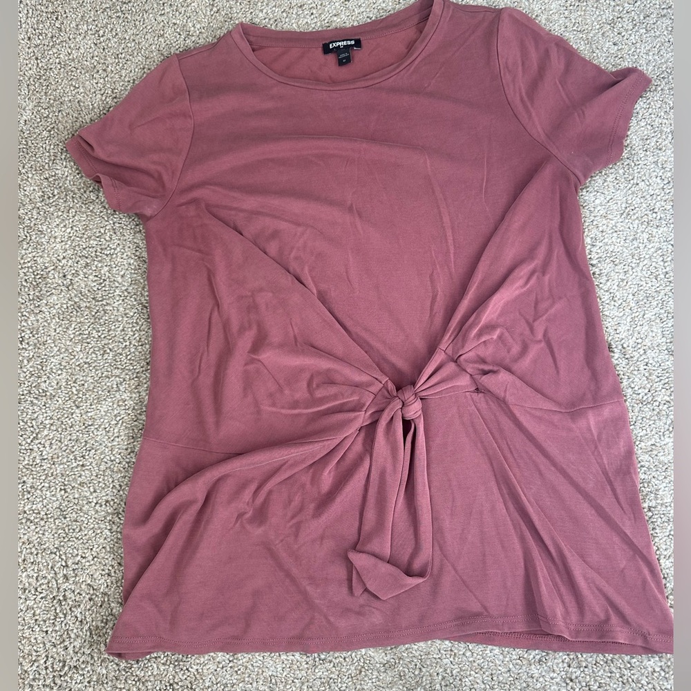 Express Dusty Rose Tie-Front Tee